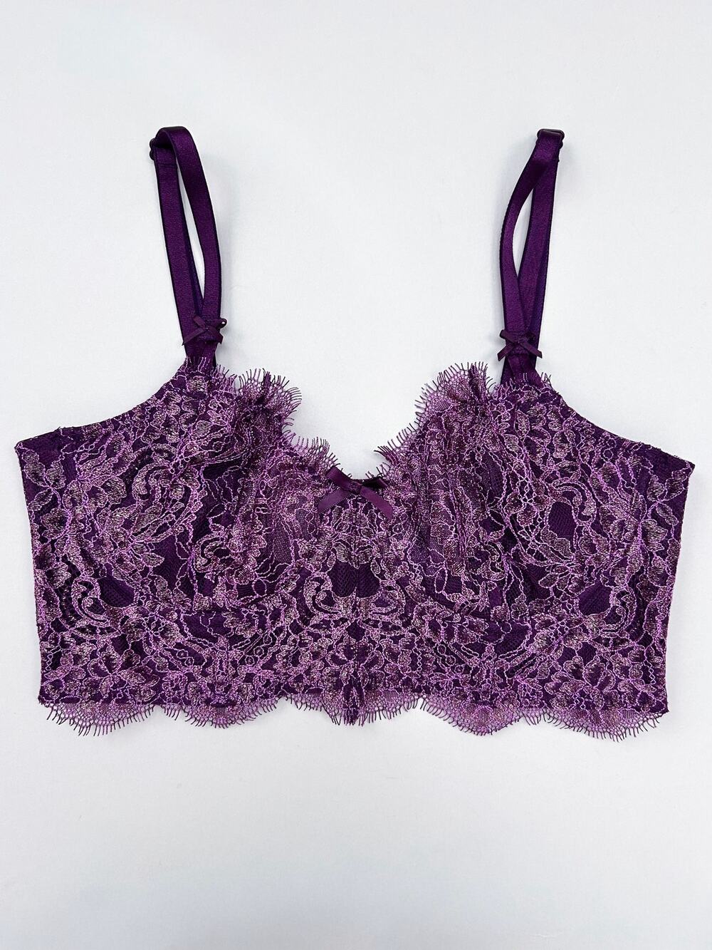 Victoria's Secret Dream Angels Push-Up Without Padding Purple Gold Lace Bra 32D